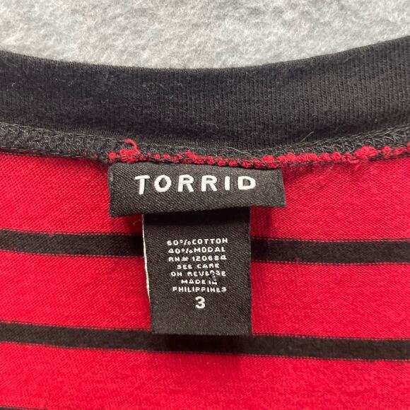 Torrid Red Black Striped Half Sleeve Top Size 3X - Picture 4 of 5
